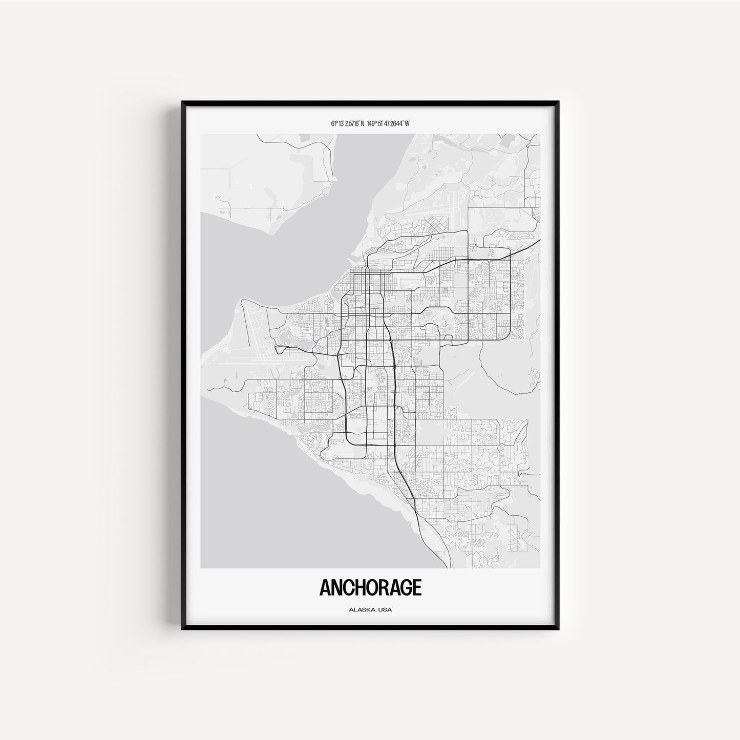 Anchorage B&W City Map #1