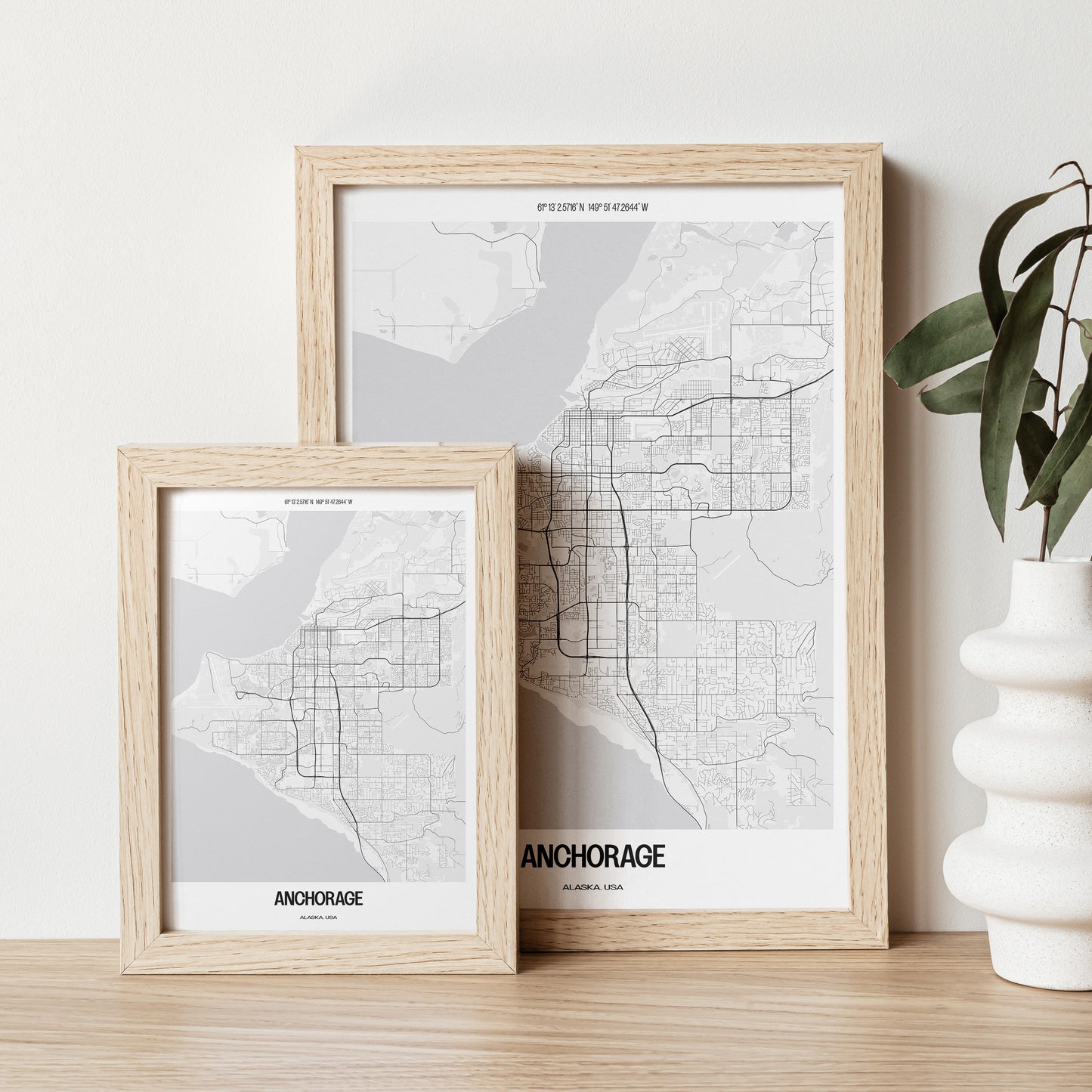 Anchorage B&W City Map #1