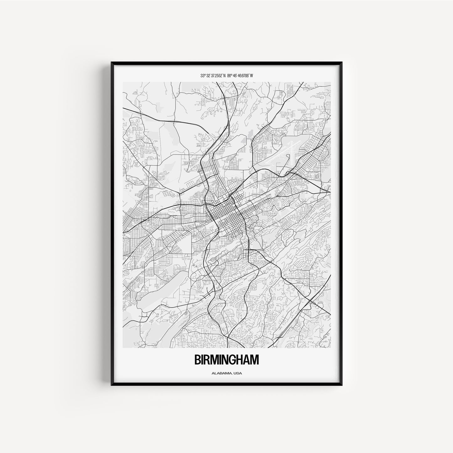 Birmingham B&W City Map #1