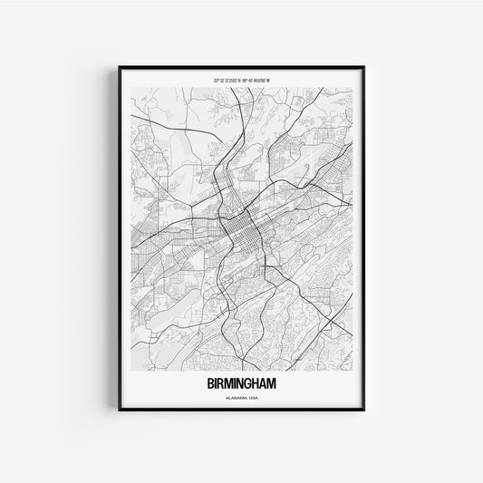 Birmingham B&W City Map #1