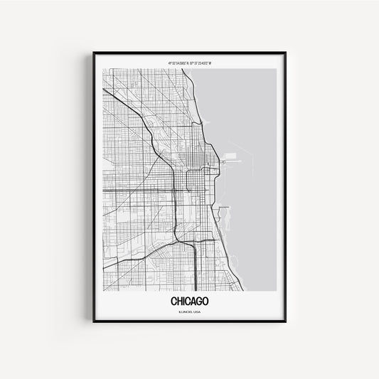 Chicago B&W City Map #1