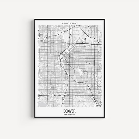 Denver B&W City Map #1