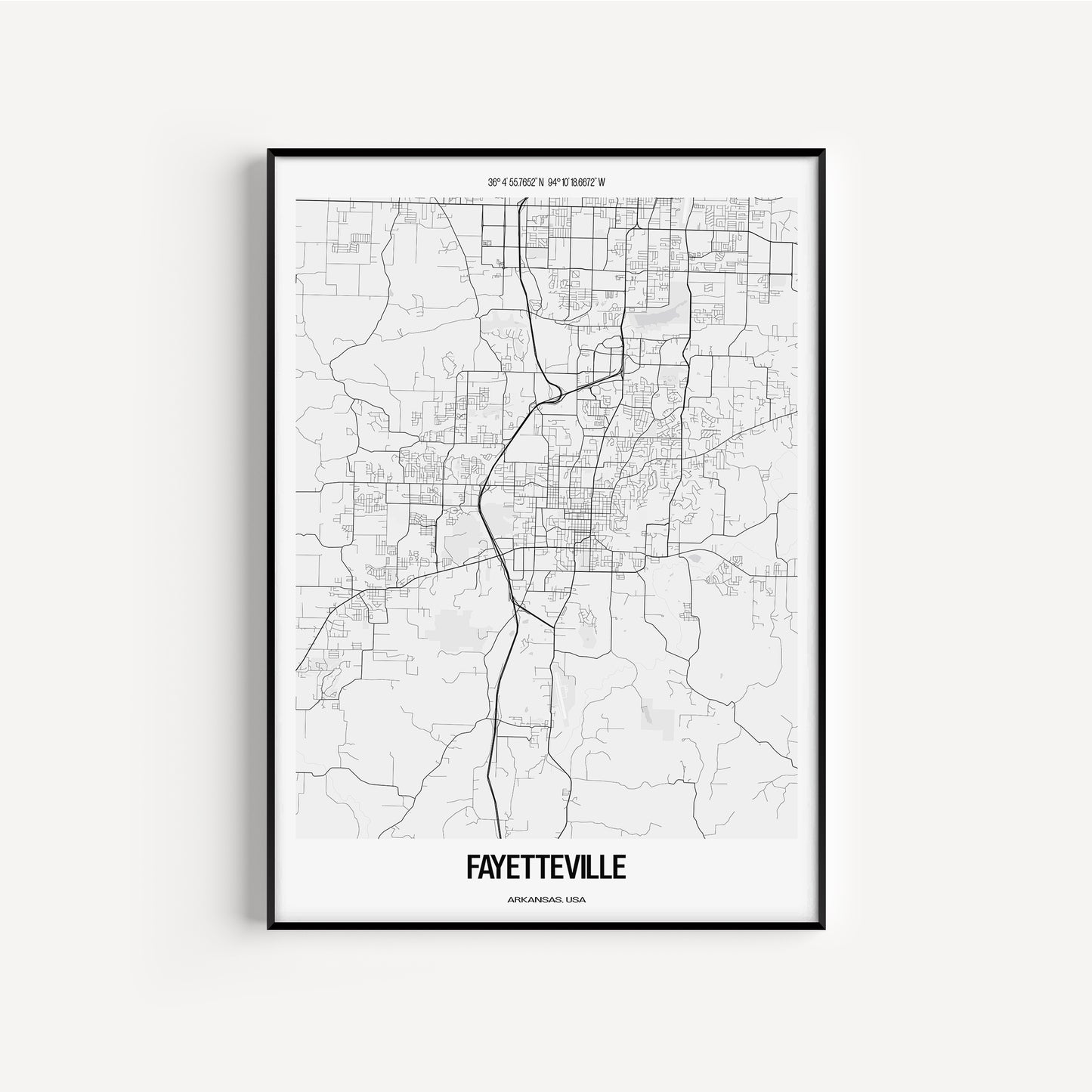 Fayetteville B&W City Map #1