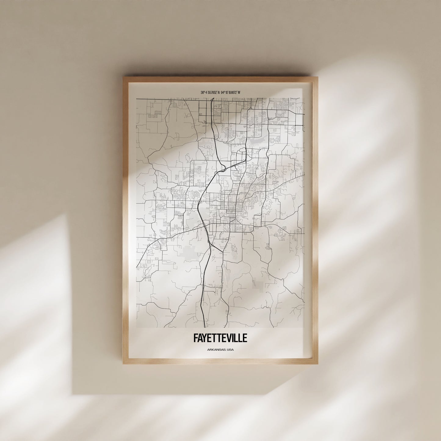 Fayetteville B&W City Map #1