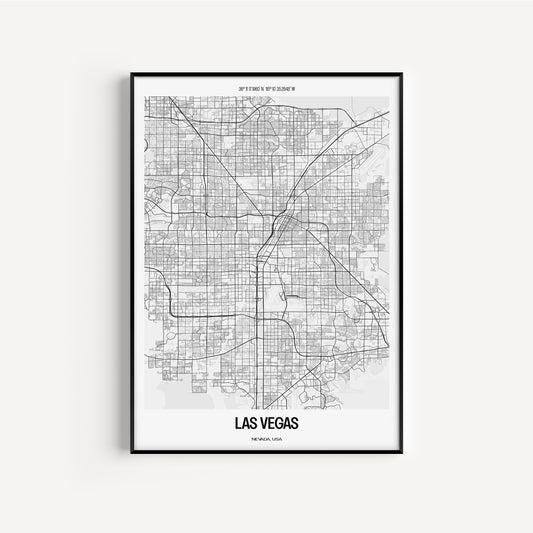 Las Vegas B&W City Map #1