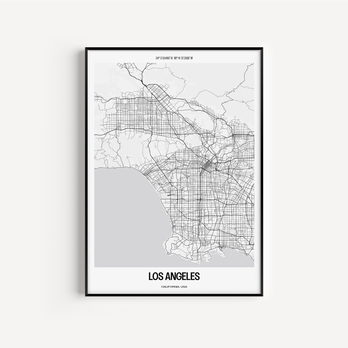 Los Angeles B&W City Map #1