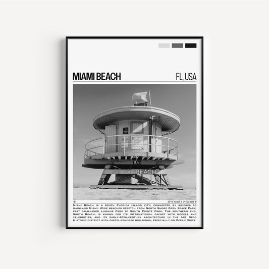 Miami Beach B&W Poster #2