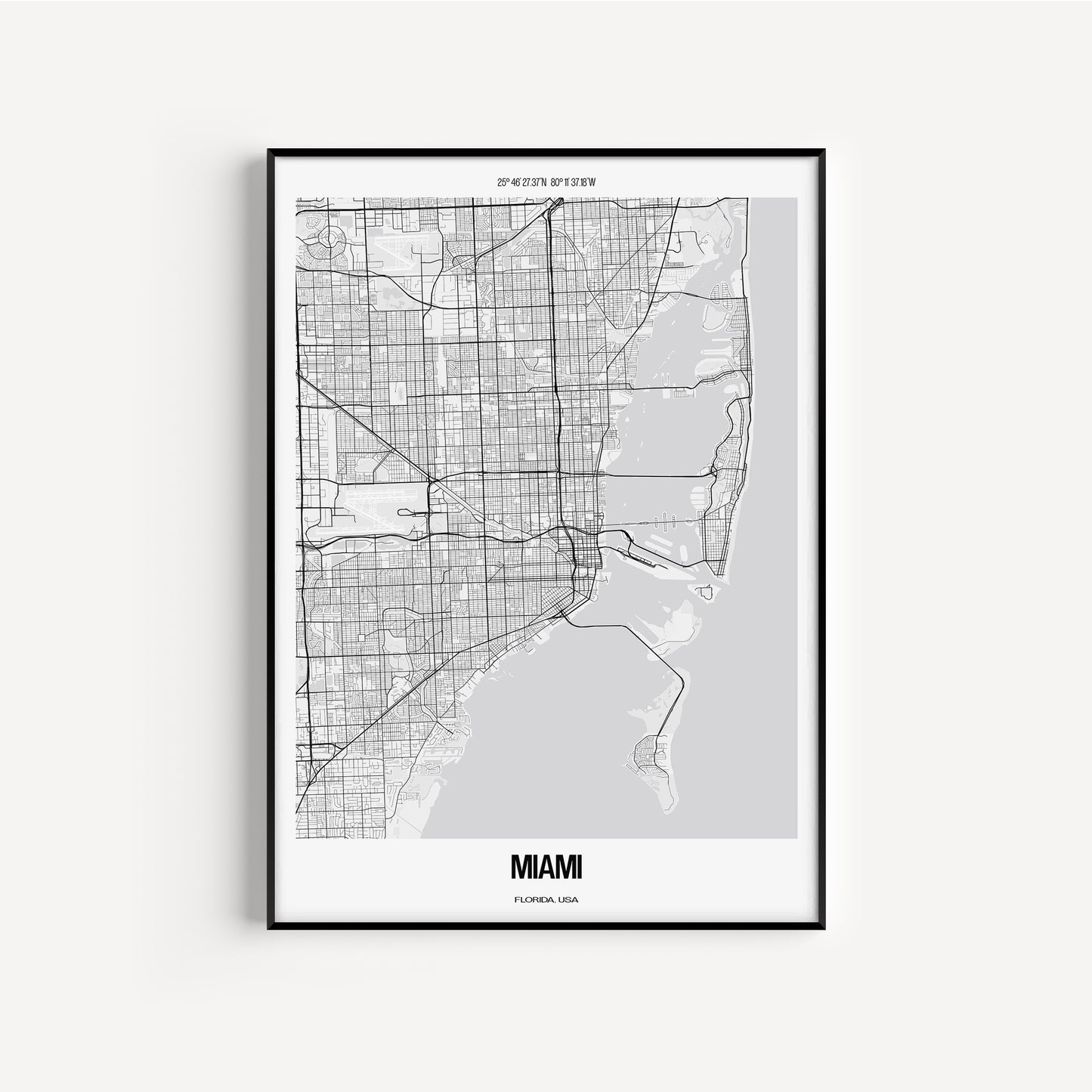 Miami B&W City Map #1