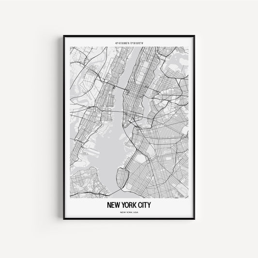 New York City B&W City Map #1