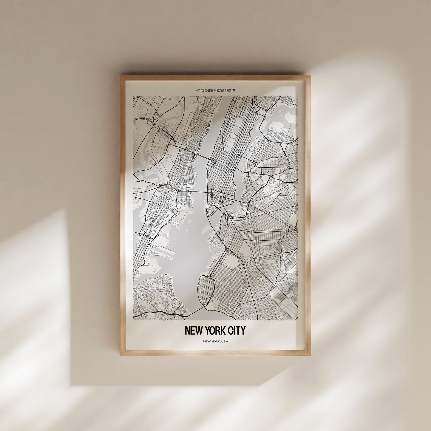 New York City B&W City Map #1