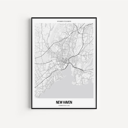 New Haven B&W City Map #1