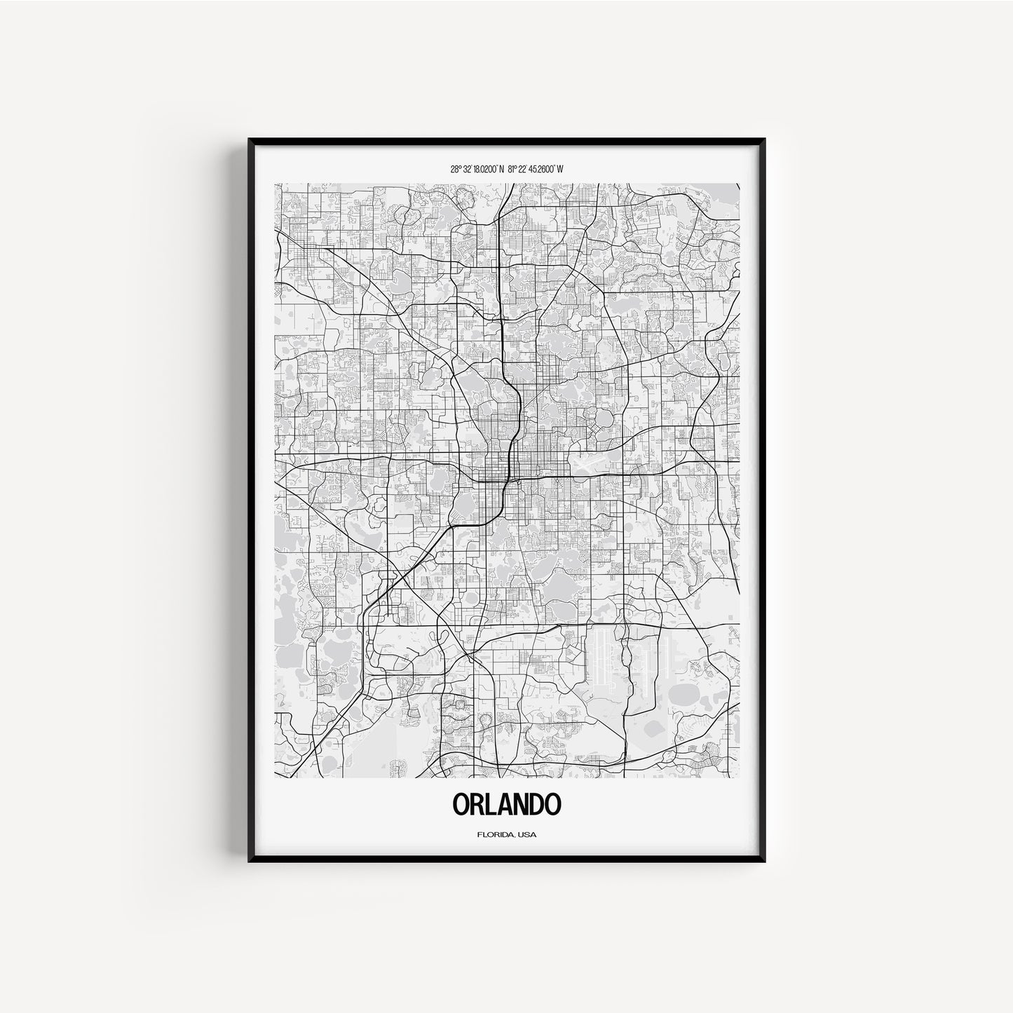 Orlando B&W City Map #1