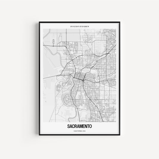 Sacramento B&W City Map #1