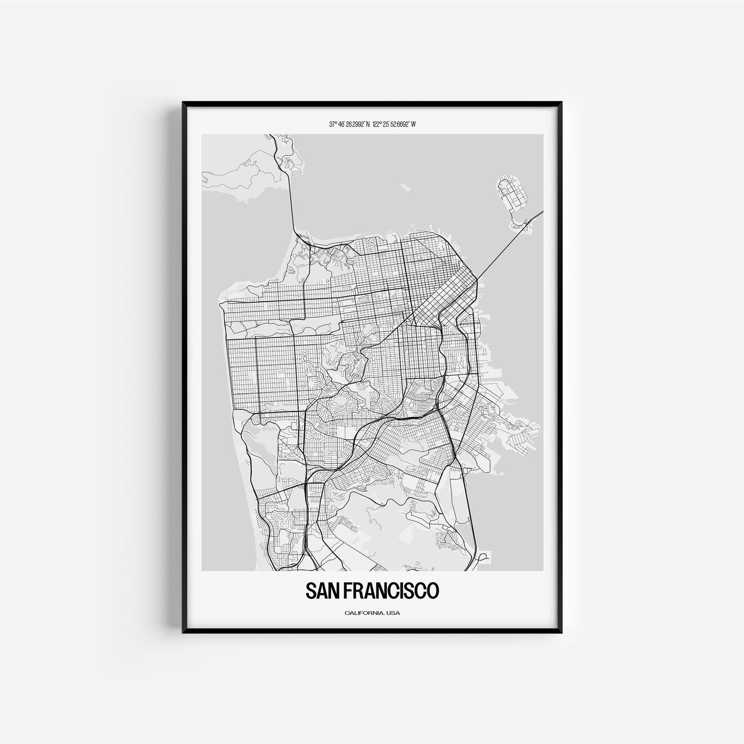 San Francisco B&W City Map #1