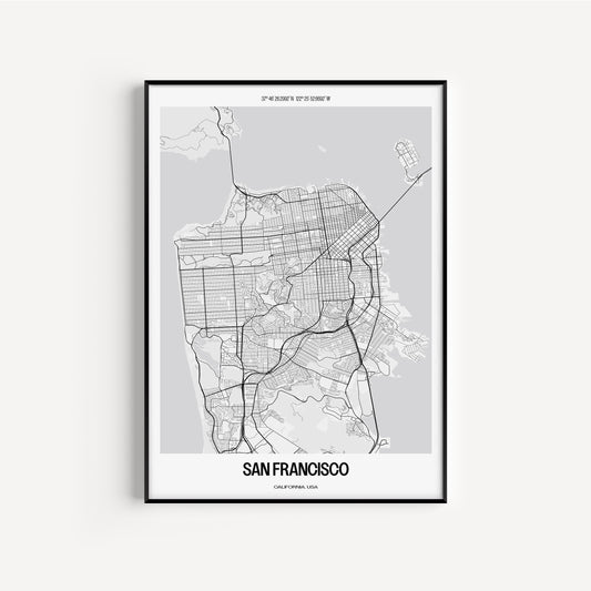 San Francisco B&W City Map #1