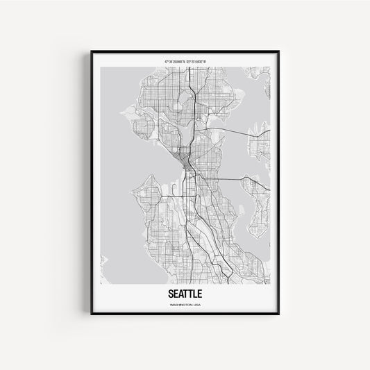 Seattle B&W City Map #1